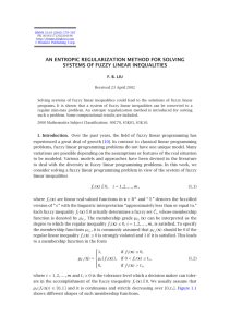 AN ENTROPIC REGULARIZATION METHOD FOR SOLVING SYSTEMS OF FUZZY LINEAR INEQUALITIES