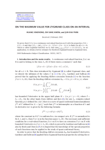 ON THE MAXIMUM VALUE FOR ZYGMUND CLASS ON AN INTERVAL