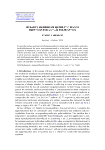 ITERATIVE SOLUTION OF QUADRATIC TENSOR EQUATIONS FOR MUTUAL POLARISATION WYNAND S. VERWOERD