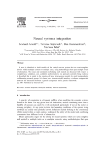 Neural systems integration Michael Arnold , Terrence Sejnowski , Dan Hammerstrom