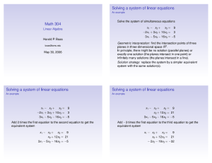 Solving a system of linear equations Math 304