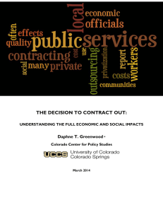 THE DECISION TO CONTRACT OUT: Daphne T. Greenwood