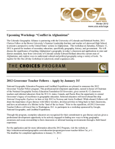 Upcoming Workshop: “Conflict in Afghanistan”