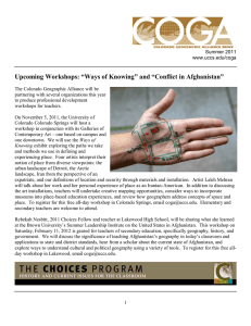 Upcoming Workshops: “Ways of Knowing” and “Conflict in Afghanistan”
