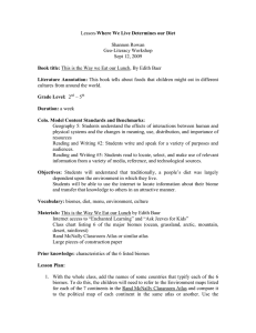 Where We Live Determines our Diet Shannon Rowan Geo-Literacy Workshop Sept 12, 2009