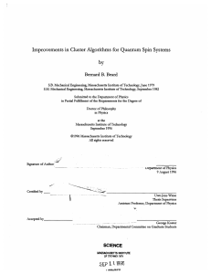 by Improvements  in  Cluster Algorithms  for  Quantum ... Bernard  B. Beard