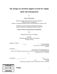 The  design  of a  decision  support... chain  risk management Vinay Deshmukh