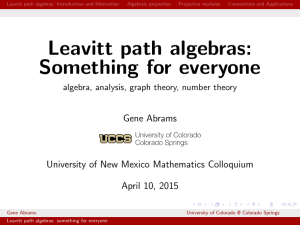 Leavitt path algebras: Introduction and Motivation Algebraic properties Projective modules Connections and Applications