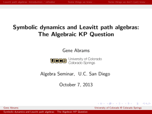 Leavitt path algebras: Introduction / refresher Some things we know ...