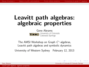 Recap of Lecture 1 Ideals in L (E ), and simplicity
