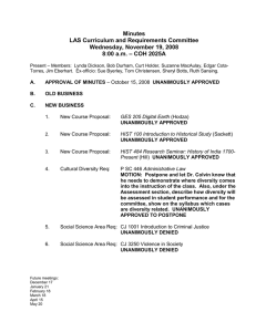 Minutes LAS Curriculum and Requirements Committee Wednesday, November 19, 2008 – COH 2025A