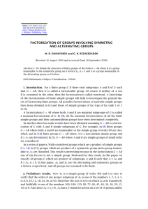 FACTORIZATION OF GROUPS INVOLVING SYMMETRIC AND ALTERNATING GROUPS