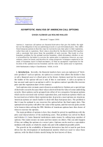 ASYMPTOTIC ANALYSIS OF AMERICAN CALL OPTIONS GHADA ALOBAIDI and ROLAND MALLIER