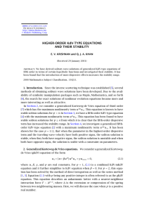 HIGHER-ORDER KdV-TYPE EQUATIONS AND THEIR STABILITY