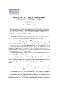 EXISTENCE OF LIMIT CYCLES IN A PREDATOR-PREY BASEM S. ATTILI