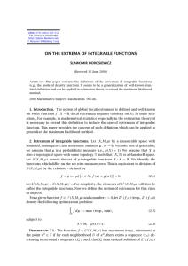 ON THE EXTREMA OF INTEGRABLE FUNCTIONS SLAWOMIR DOROSIEWICZ