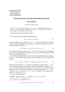 ON SOLUTIONS OF THE GOŁ¸ AB-SCHINZEL EQUATION ANNA MURE´ NKO