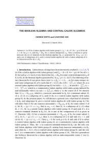 THE BOOLEAN ALGEBRA AND CENTRAL GALOIS ALGEBRAS