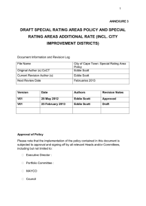DRAFT SPECIAL RATING AREAS POLICY AND SPECIAL IMPROVEMENT DISTRICTS)