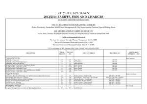 2013/2014 TARIFFS, FEES AND CHARGES CITY OF CAPE TOWN