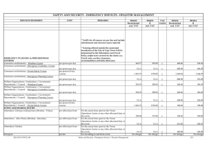 SAFETY AND SECURITY - EMERGENCY SERVICES - DISASTER MANAGEMENT