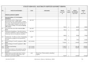 UTILITY SERVICES - ELECTRICITY SERVICES (SUNDRY TARIFFS)