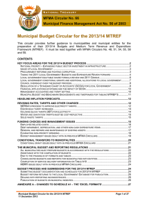 Municipal Budget Circular for the 2013/14 MTREF MFMA Circular No. 66