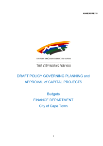 DRAFT POLICY GOVERNING PLANNING and APPROVAL of CAPITAL PROJECTS  Budgets