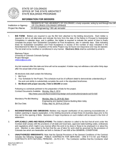 STATE OF COLORADO OFFICE OF THE STATE ARCHITECT STATE BUILDINGS PROGRAMS