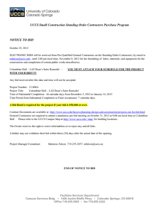 UCCS Small Construction Standing Order Contractors Purchase Program  NOTICE TO BID