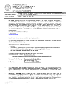 STATE OF COLORADO OFFICE OF THE STATE ARCHITECT STATE BUILDINGS PROGRAMS