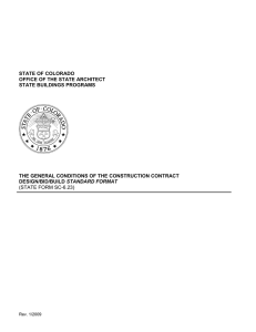 STATE OF COLORADO OFFICE OF THE STATE ARCHITECT STATE BUILDINGS PROGRAMS