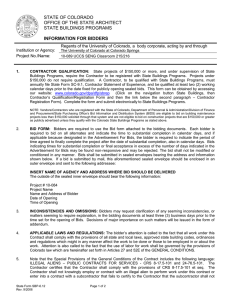 STATE OF COLORADO OFFICE OF THE STATE ARCHITECT STATE BUILDINGS PROGRAMS