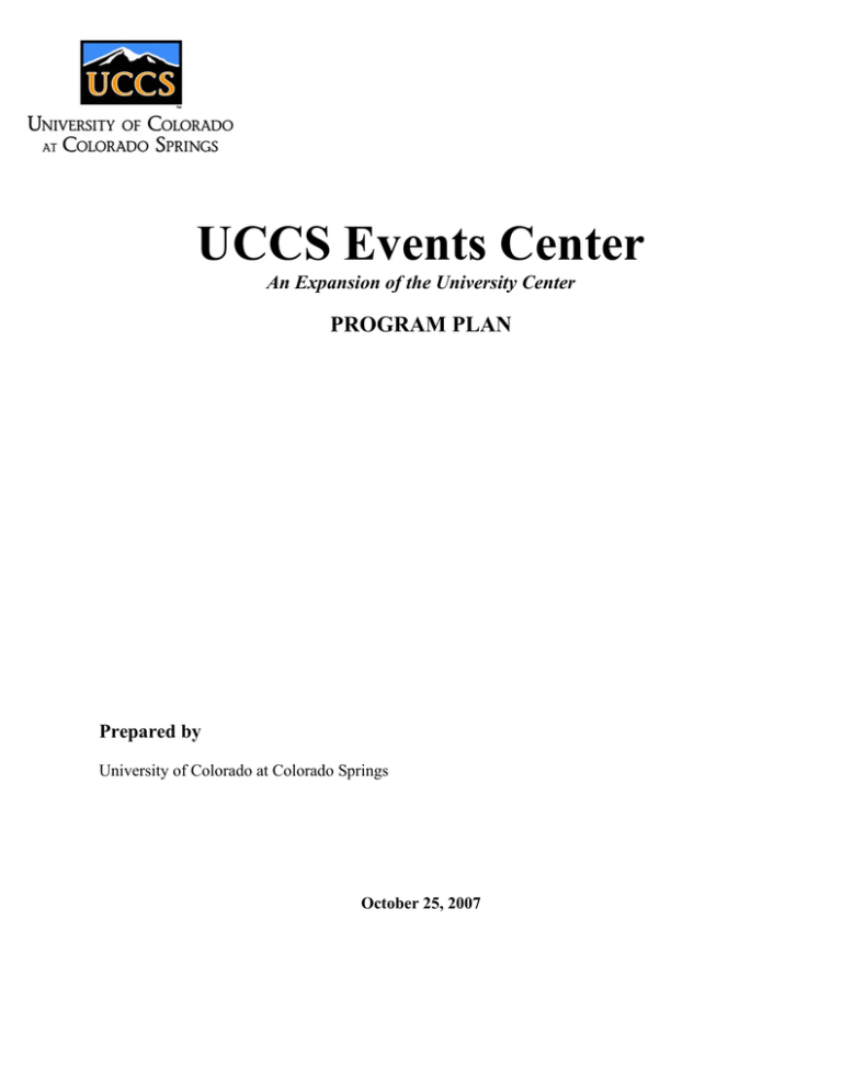 UCCS Events Center PROGRAM PLAN