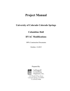 Project Manual University of Colorado Colorado Springs Columbine Hall HVAC Modifications