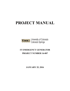 PROJECT MANUAL IT EMERGENCY GENERATOR PROJECT NUMBER 16-007