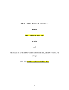 SOLAR ENERGY PURCHASE AGREEMENT Between [Firm’s Name to be Placed Here]