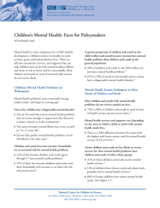 Children’s Mental Health: Facts for Policymakers