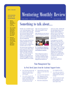 Mentoring Monthly Review Something to talk about….