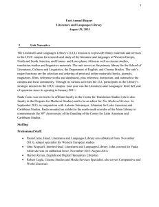 Unit Annual Report Literature and Languages Library I August 29, 2014