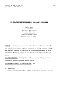 RELATED SURFACES ON VECTOR FIELDS OF CAPILLARY