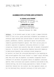 KIHNEL ALGEBRAS WITH ACTIONS AND AUTOMATA M. PFENDER