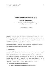 T(r,f) THE ON DIFFERENTIABILITY OF