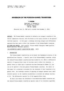 INVERSION OF THE POISSON-HANKEL TRANSFORM C. NASIM I J.