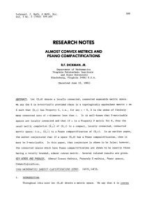 RESEARCH NOTES ALMOST CONVEX METRICS AND PEANO