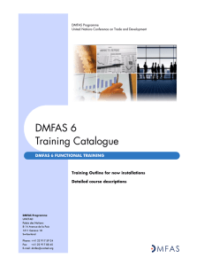 DMFAS 6 Training Catalogue  DMFAS 6 FUNCTIONAL TRAINING