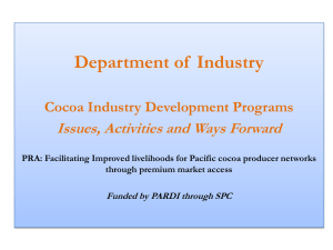 Department of  Industry Issues, Activities and Ways Forward