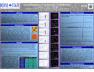 ICDD Crystallography of Lanthanide Pyrohafnates T.J. Anderson, R. Ubic,