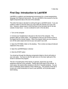 First Day: Introduction to LabVIEW