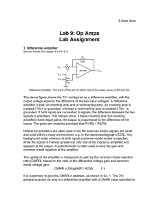 Lab 9: Op Amps Lab Assignment 3 class days